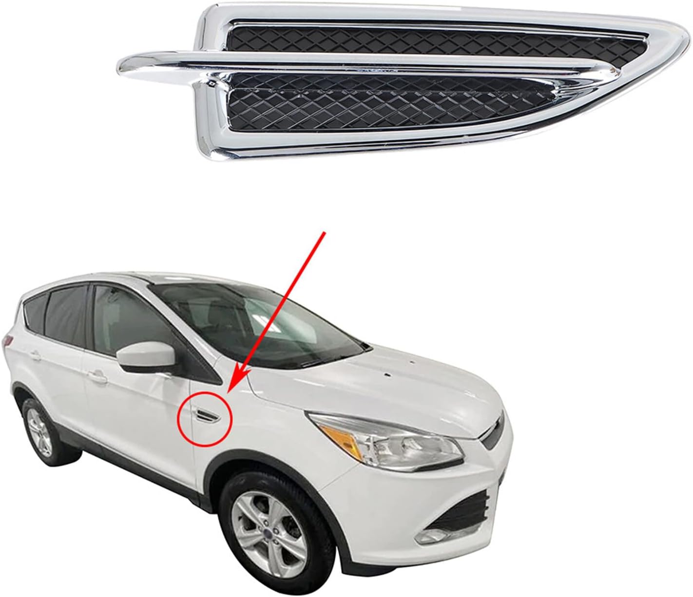 Right Side Fender Chrome Emblem Molding For Ford Escape 2013-2015 - Easy Install