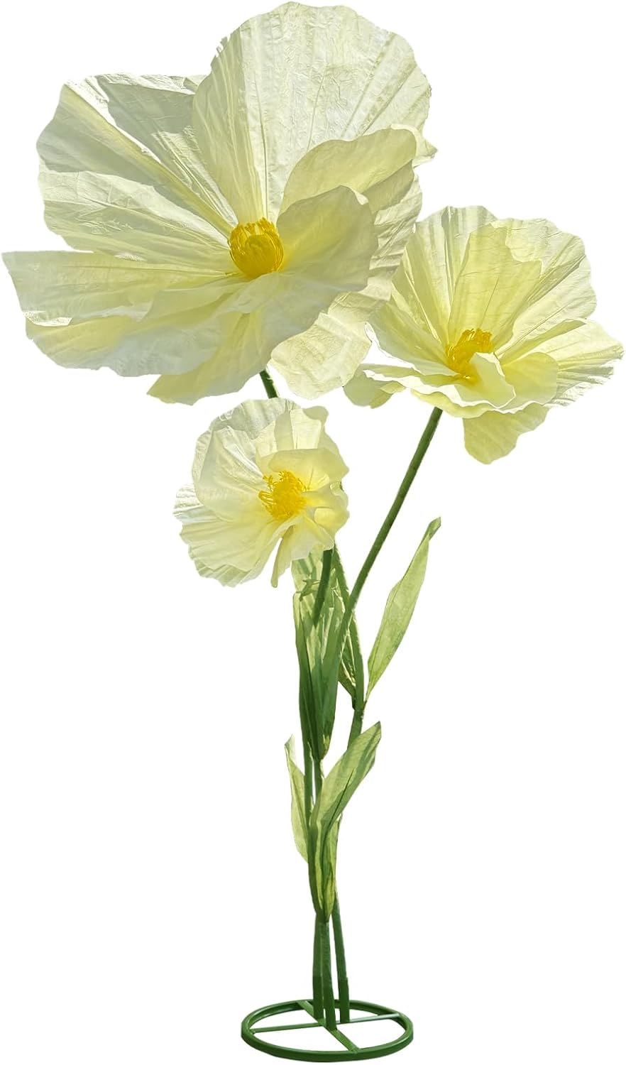 3Pcs Artificial Flowers for Outside, Large Flower Decorations for Birthday Party, Fake Flowers for Garden, Hotel, Office, Home Farmhouse Decor, Wedding, Art Gallery Graduation, Store-Yellow Huge Artificial Flowers-yellow-3pcs