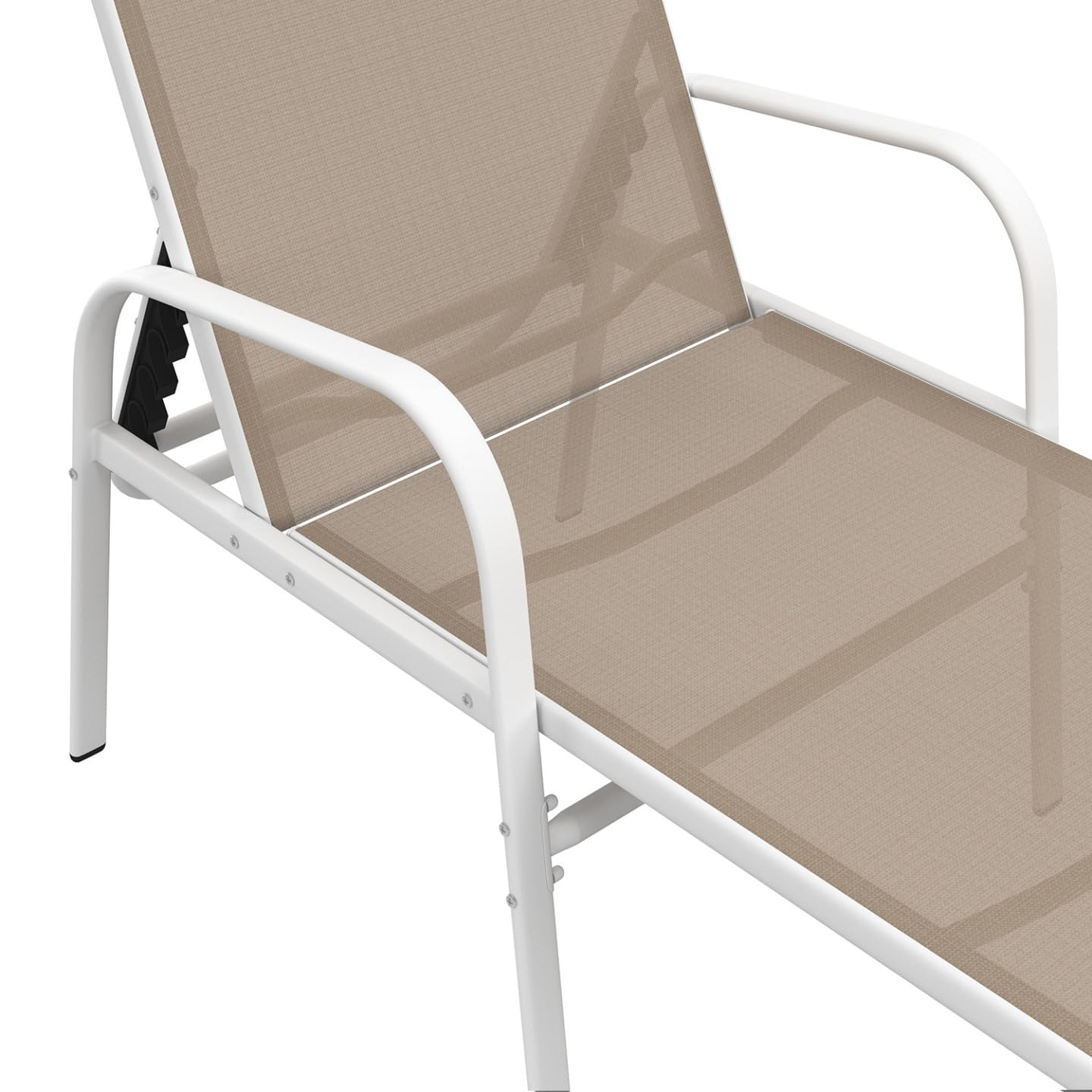 IDMarket - Lot de 2 transats de Jardin inclinables Fidji en Acier Blanc et Toile Beige