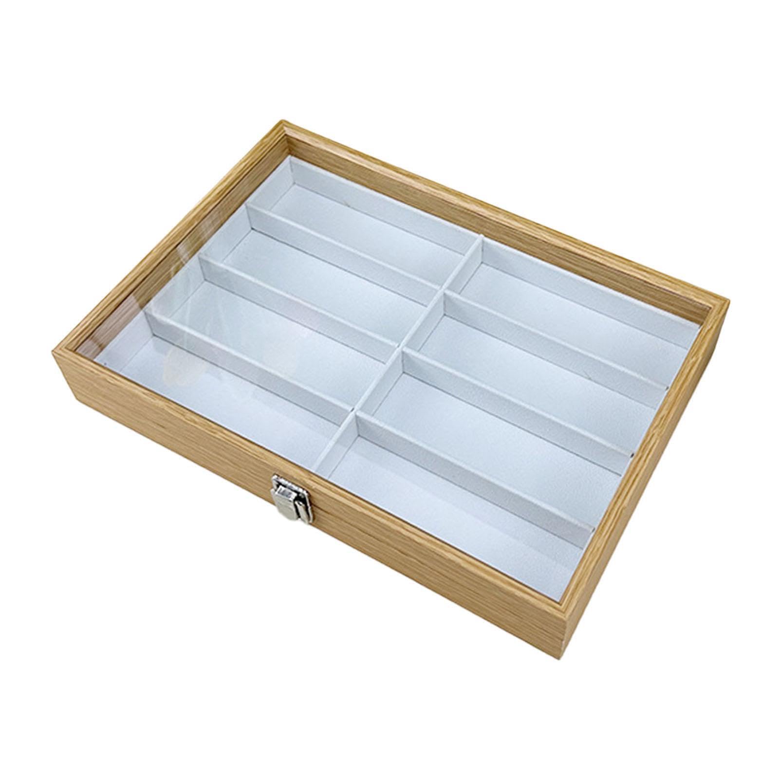 Bandeja de exhibición de gafas, elegante organizador de gafas de sol con tapa con cierre para guardar, joyas y relojes, estuche para guardar