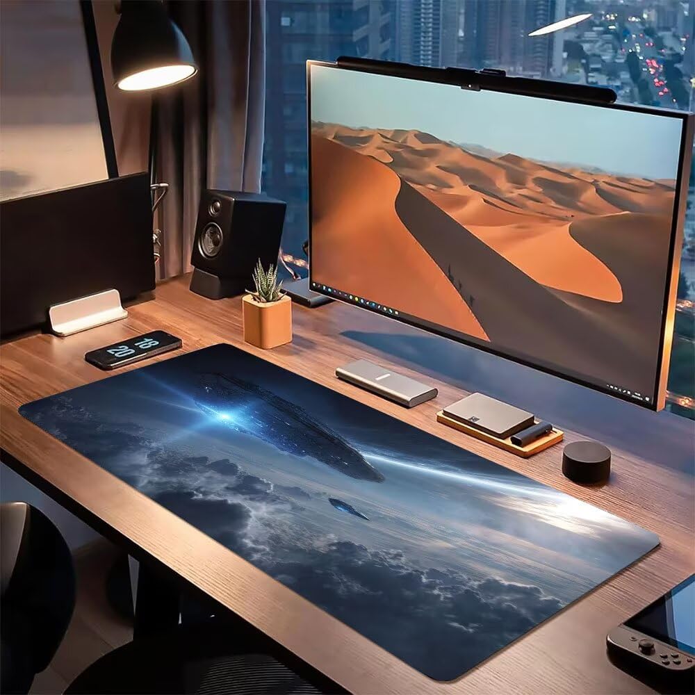 Astronave Alfombrilla Escritorio XXL 1400 x 600 x 3mm Alfombrilla Raton Tierra Gaming Mouse Pad Bordes Cosidos Base de Goma Antideslizante, Mejora la Precisión y la Velocidad, Decoracion de Mesaks-91