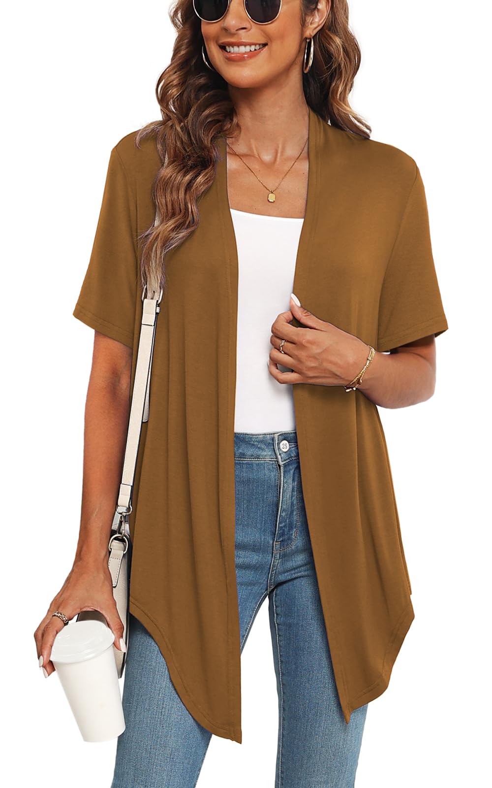 Veryoung Women's 2026 Casual Short Sleeve Cardigan Front Tie Lightweight Summer Casual Open Front Cardigans