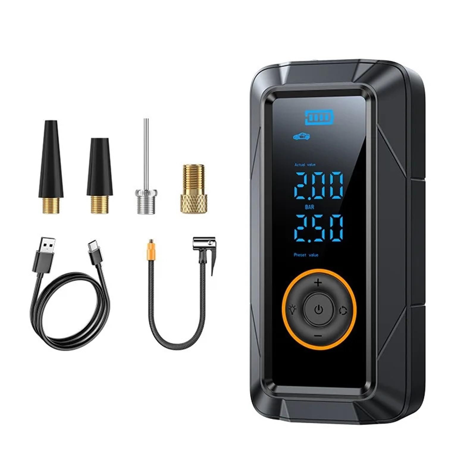 Compresores de aire portátiles Inflador inalámbrico, bomba de aire, compresor de aire portátil, pantalla LCD de aire eléctrica para neumáticos de motocicleta, bicicleta y coche Inflador Ruedas Coche