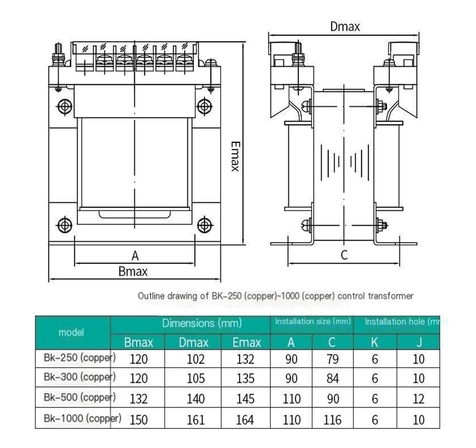 Trasformatore di isolamento monofase BK 500VA da 220 a 36
