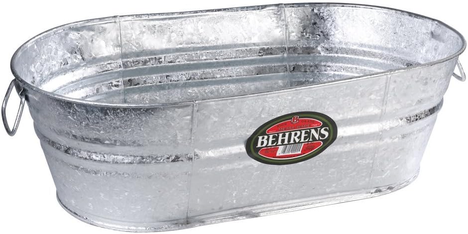 Behrens 000-OV Hot Dipped Galvanized Steel Oval PlanterTub, 2 Gallon, No Color