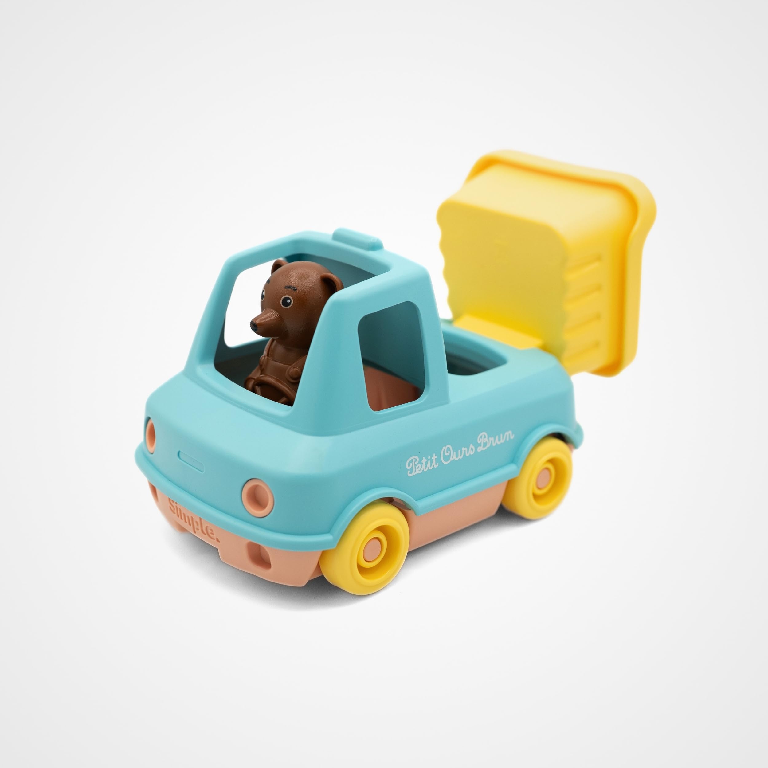 Simple x Petit Ours Brun, Small Brown Bear Dump Truck, Vehicle with Ladder, Early Learning Toy, Eco-Friendly - Image 4