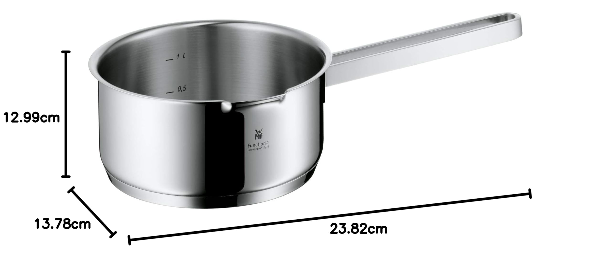 WMF Function 4 Set di Pentole Induzione e Gas in Acciaio Inox 18/10 Cromargan, 5 pezzi, Fondo Transtherm Triplo Strato, Batteria Pentole con 5 Pentole e 4 Coperchi