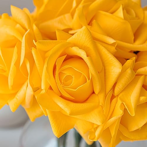 Miniatura 9 de Rosas artificiales de un solo tallo 10 piezas de arreglo floral de seda falsa, toque real para decoración del hogar, fiesta, boda (blanco) Blanco