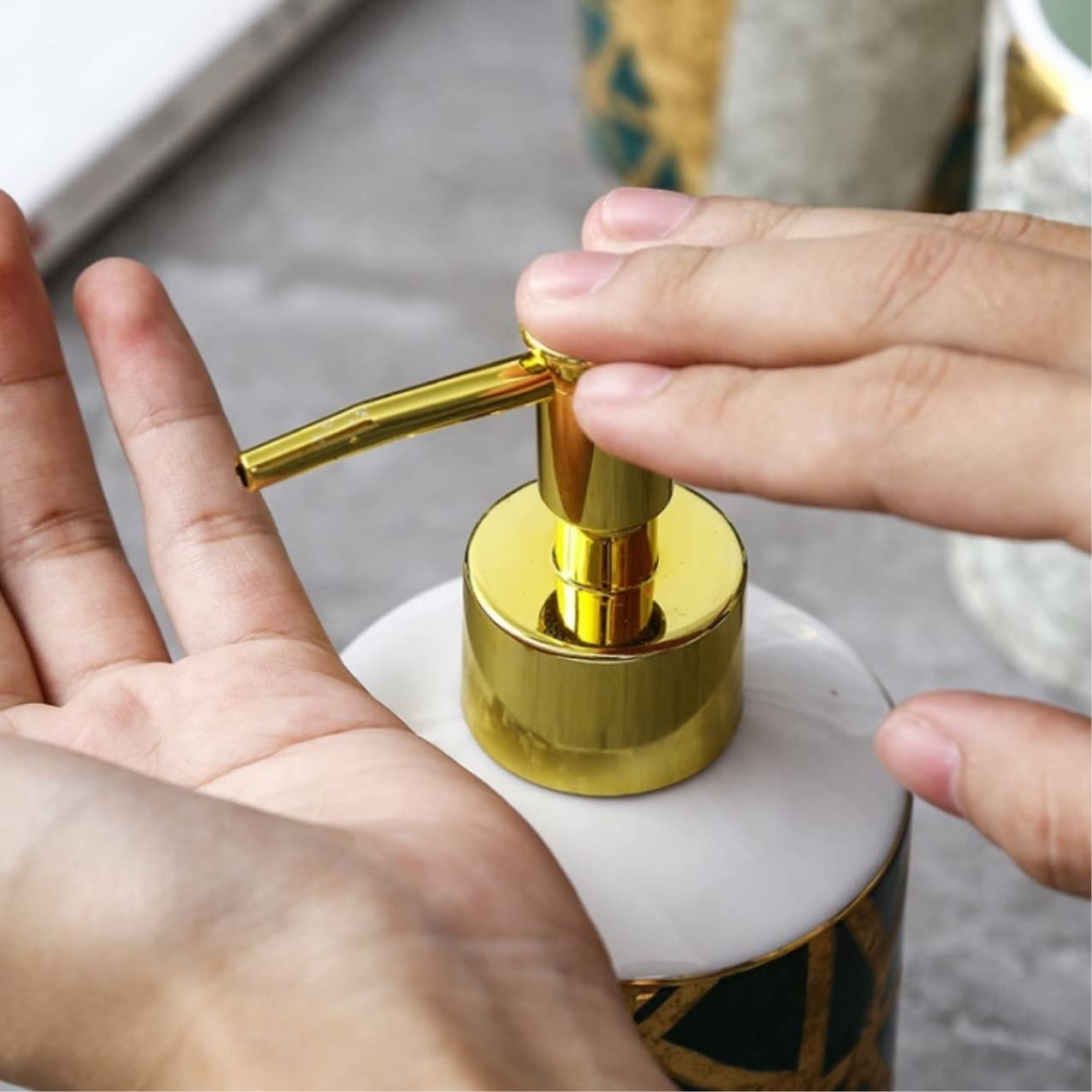 Zestaw Dozowników Mydła Zestaw Akcesoriów Łazienkowych Do Użytku Domowego Nordic Marmur Zielony I Ceramiczny Kąpieli Phnom Penh Na Prezent Parapetówkę Łazienka