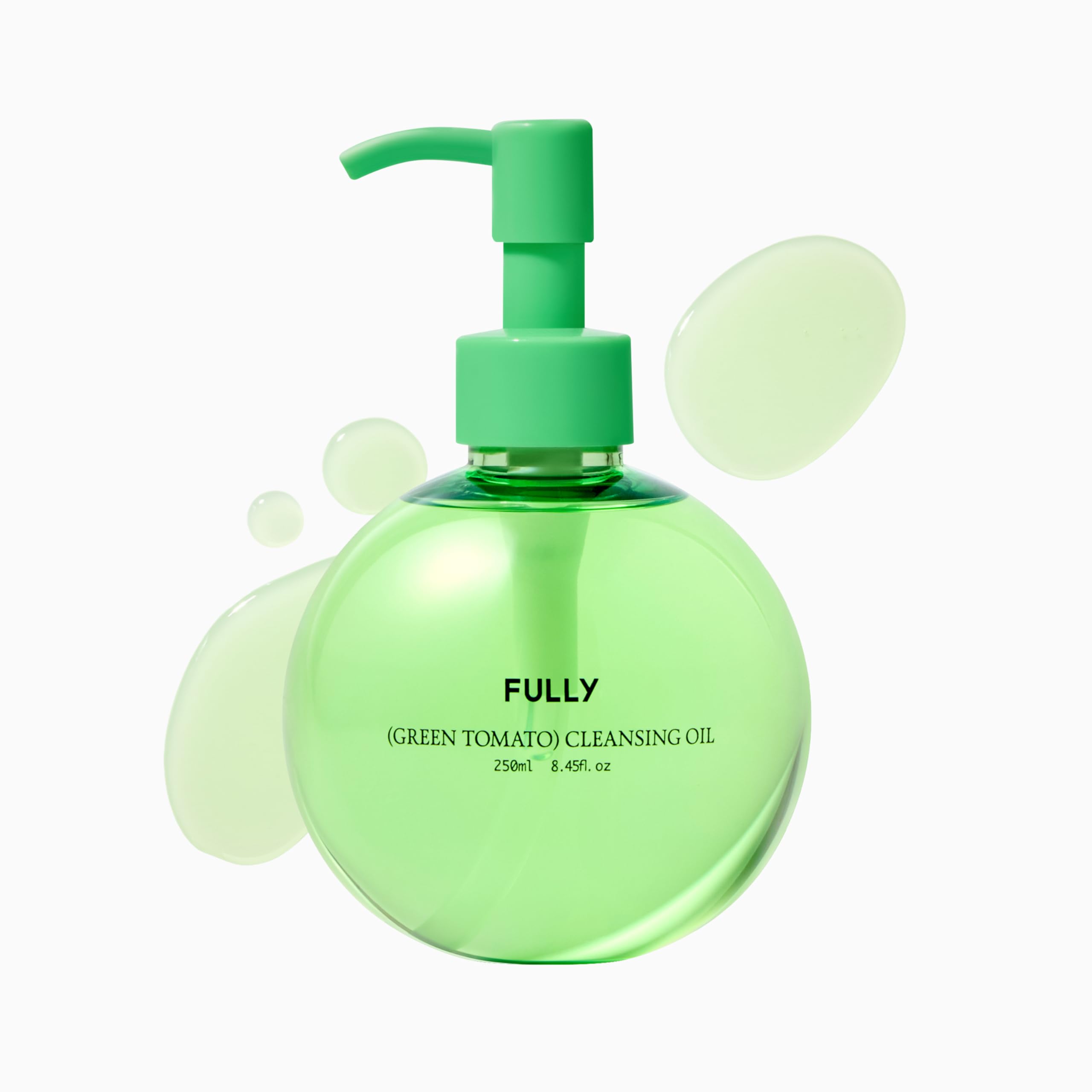 FULLY Green Tomato Pore Cleansing Oil, Daily Oil Cleanser with BHA & Green Tomato for Makeup Removal, Sebum Control, Blackhead Removal for Sensitive Skin, Vegan Korean Skincare, 250ml
