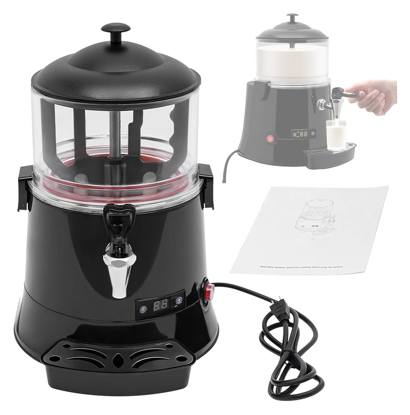 asdchZen Chocolate Fountain Machine,Hot Chocolate Maker, Hot Chocolate Maker Melting Dispenser Machine Electric Beverage Warmer With Faucet Stirring Function,220v 5l