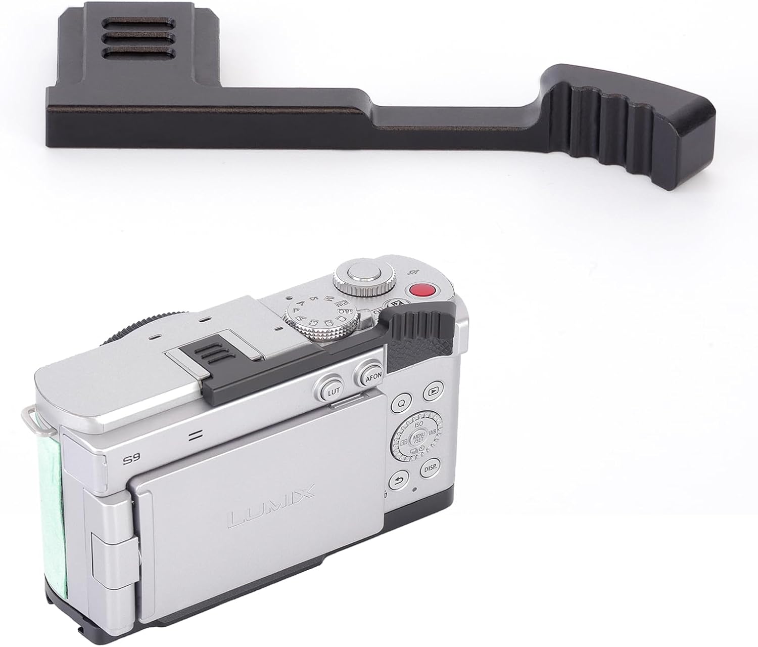 Metal Thumbs Up Grip for Panasonic LUMIX S9 Camera, LUMIX S9 Thumb Up Rest Hand Grip Anti-Slip Finger Grip, Hot Shoe Mount Thumb Support Enhanced Grip for One-Handed Photography (Black)