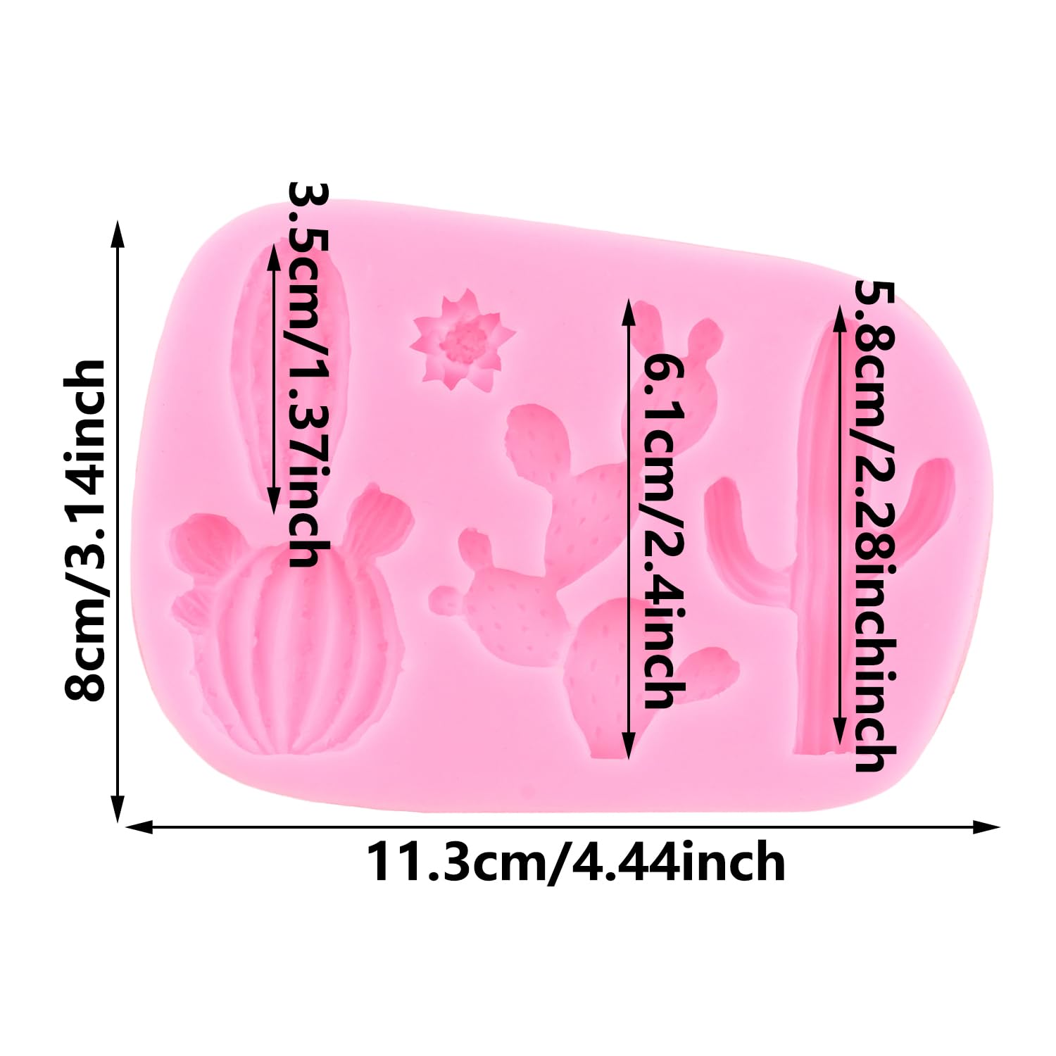XMOLDNMS Cactus Silicone Fondant Mould Cacti Chocolate Candy Moulds for Cake Decoration Cupcake Topper Candy Chocolate Polymer Clay Gum Paste - Image 2
