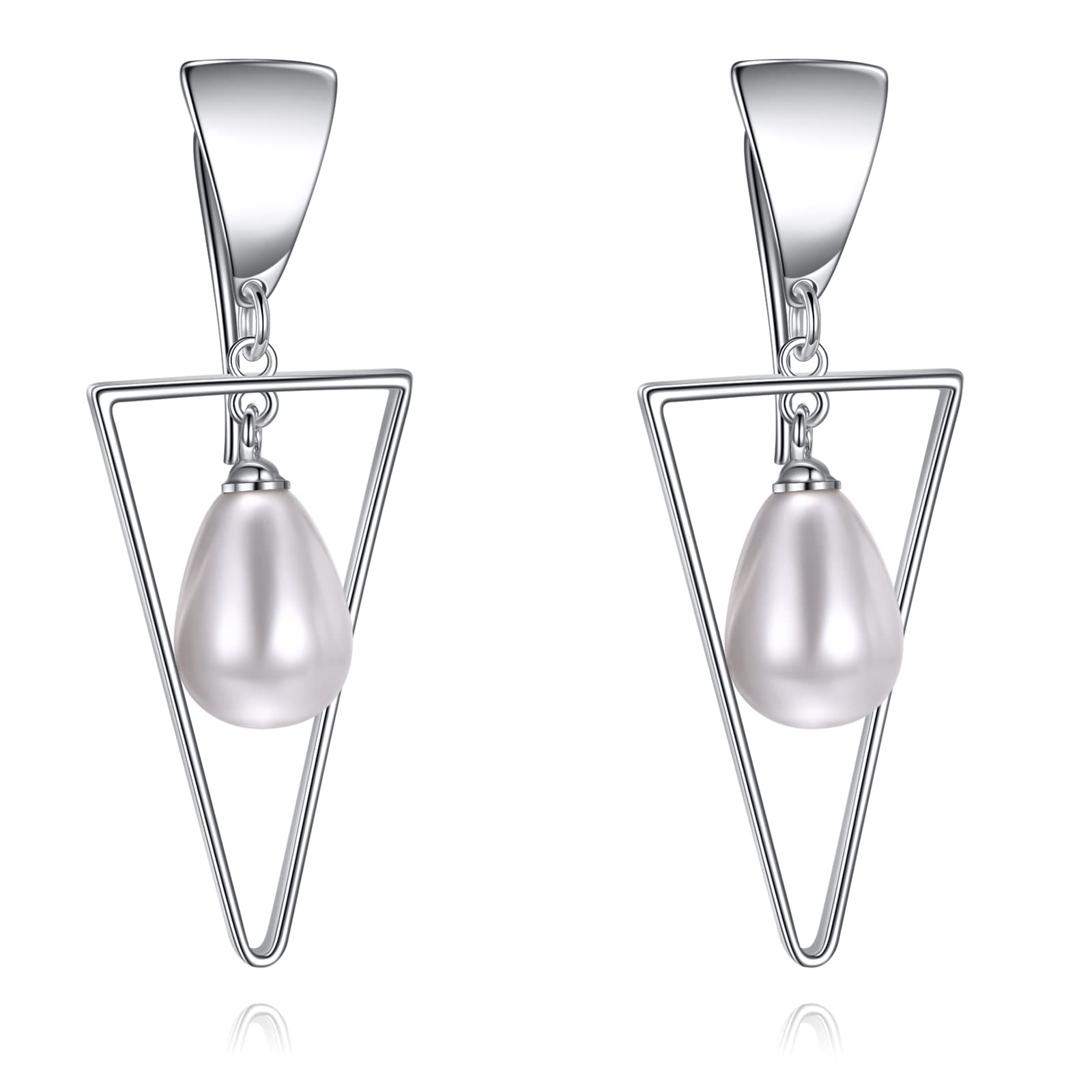 Perlen Ohrringe für Damen 925 Sterling Silber Irischer Keltischer Knoten Creolen Leverback Schmuck Geschenke für Mama Mutter Mädchen Freunde