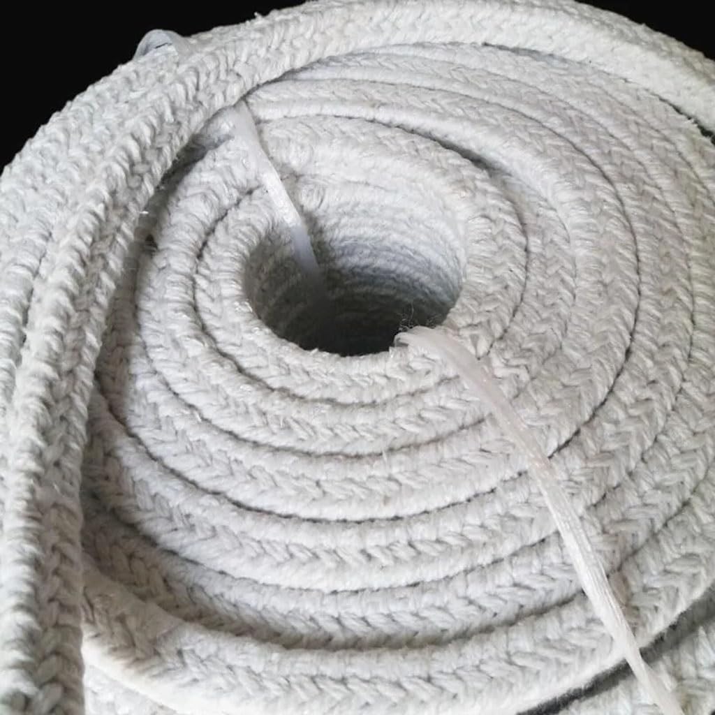 Corda Intrecciata in Fibra Ceramica Senza Amianto da 1 M 1260 ℃ A1 Striscia di Tenuta for Porta del Forno Incombustibile, Dimensione Quadrata 6-35 Mm(25x25mm)