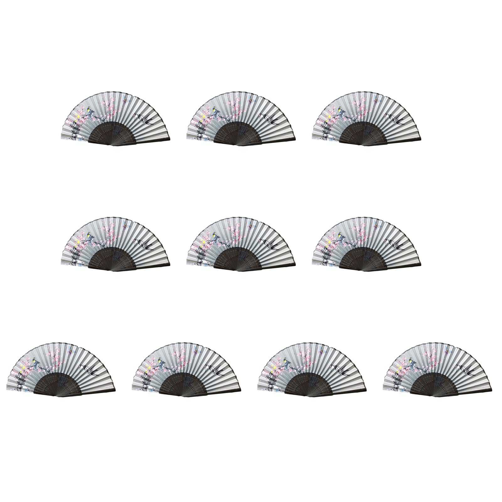 Tsophreniq Of 10 Bamboo Folding Fans Traditional Chinese Handheld Fan with Elegant Carvings for Cooling and Decoration Bamboo Fan