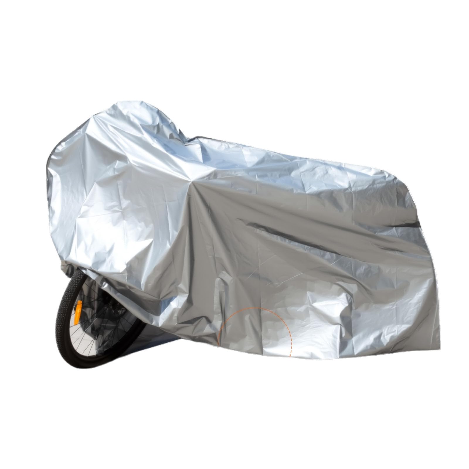 Bike Cover Waterproof Outdoor Storage All-Weather Protection Heavy Duty PE Material Silver Reflective Bicycle Cover for Most Bikes Rain Sun Dust Wind Proof with Elastic Hem Secure Fit Garden Patio