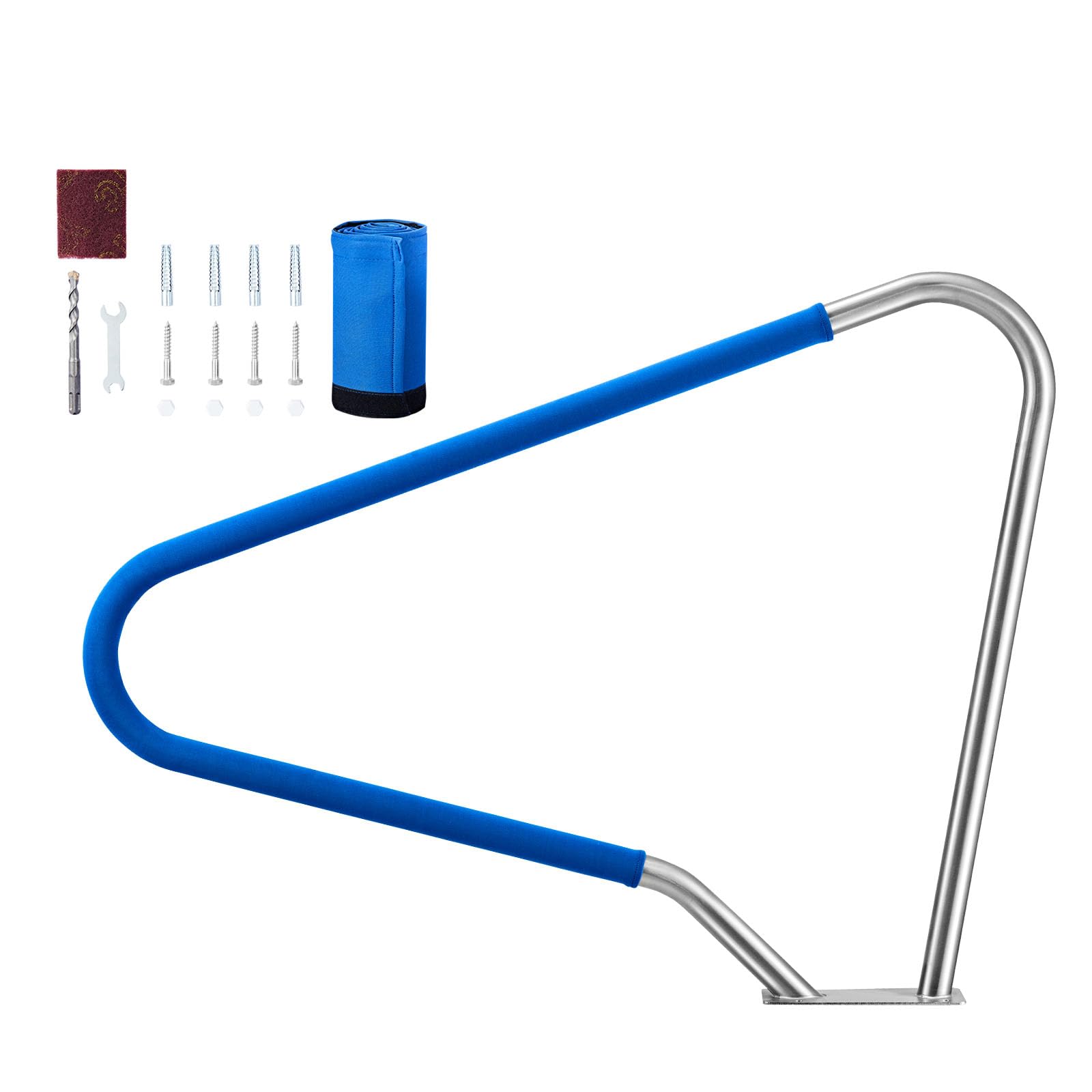 VEVOR Barandilla para Piscina, Carga de 100 kg, Acero Inoxidable 304, Cubierta Antideslizante Extraíble, Amplia Gama de Accesorios, para Piscinas, Parques Acuáticos y Spas, 1220 x 100 x 915 mm