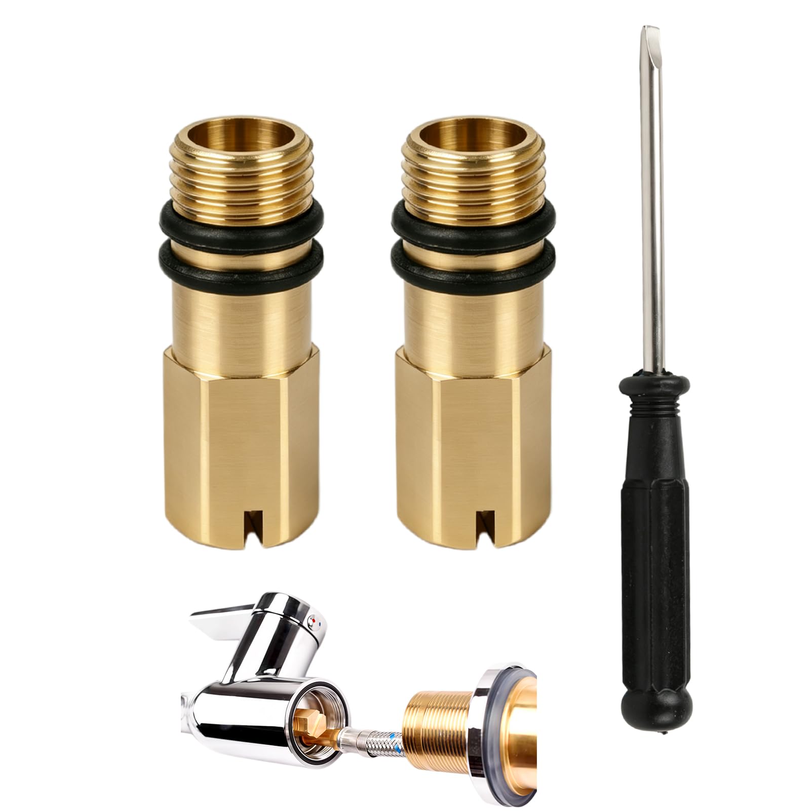 2 Tapones Ciegos de Latón M10 - Tappón Impermeable para Conexiones de Agua Fría y Caliente, tapón ciego grifo,Compatible con Grifos de Cocina y Baño (Rosca de 10 mm)