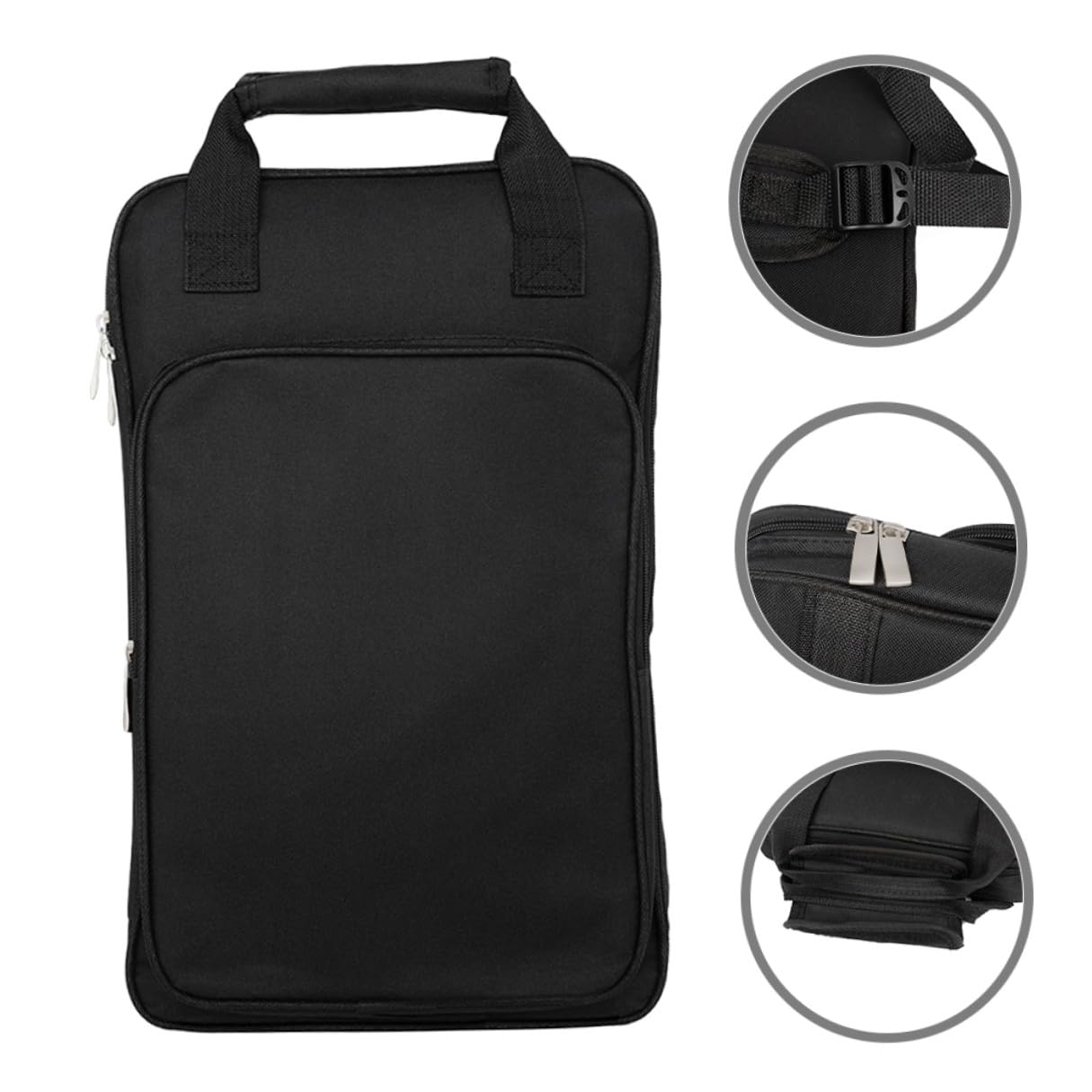 Bolsa para Baquetas de Tela Oxford Negra, Gran Capacidad