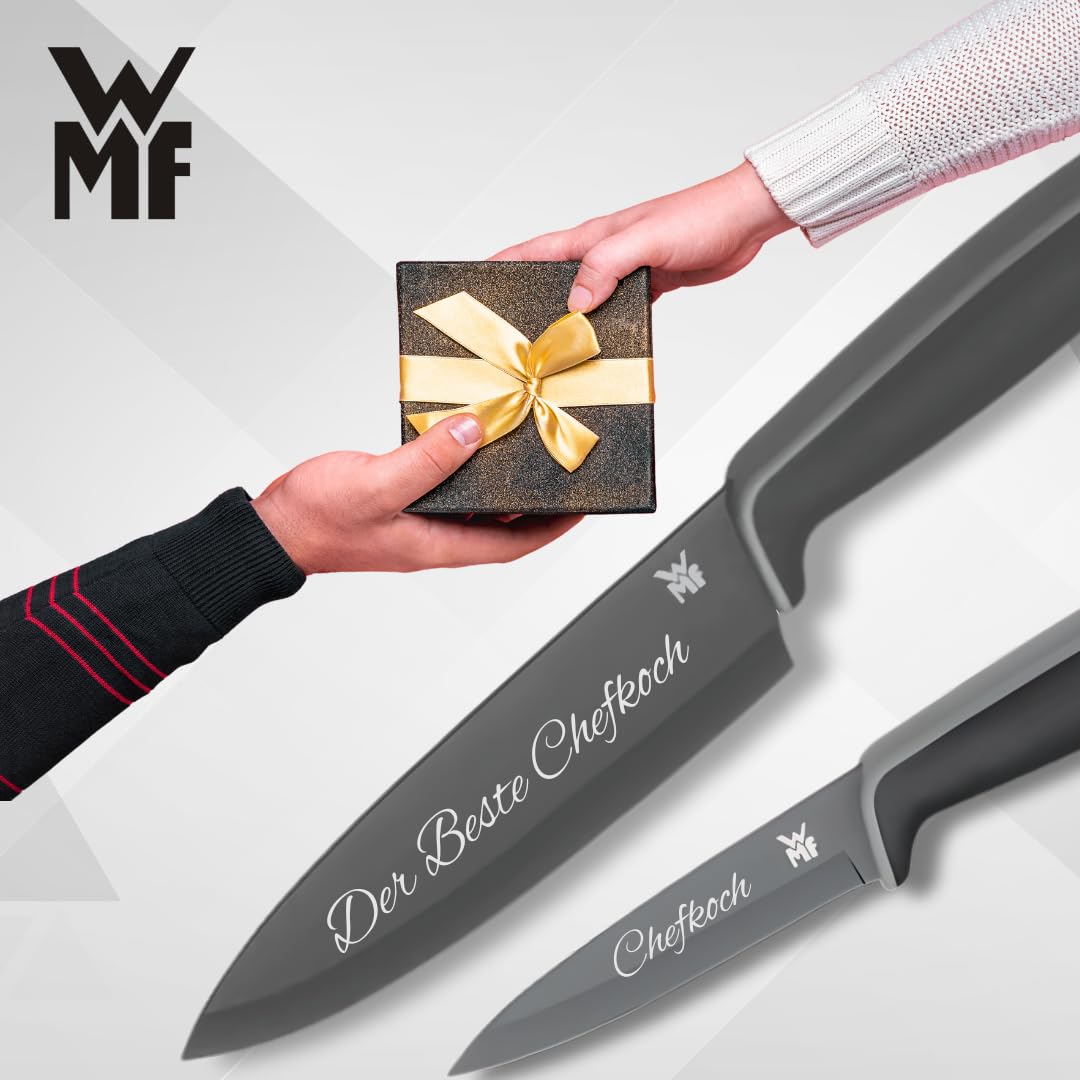 2-teiliges Messerset von WMF mit Wunschgravur - Küchenmesser mit Schutzhülle & Wunschgravur - Edelstahl, Ergonomisch, Spülmaschinenfest - Personalisierte Geschenkidee - Schwarz