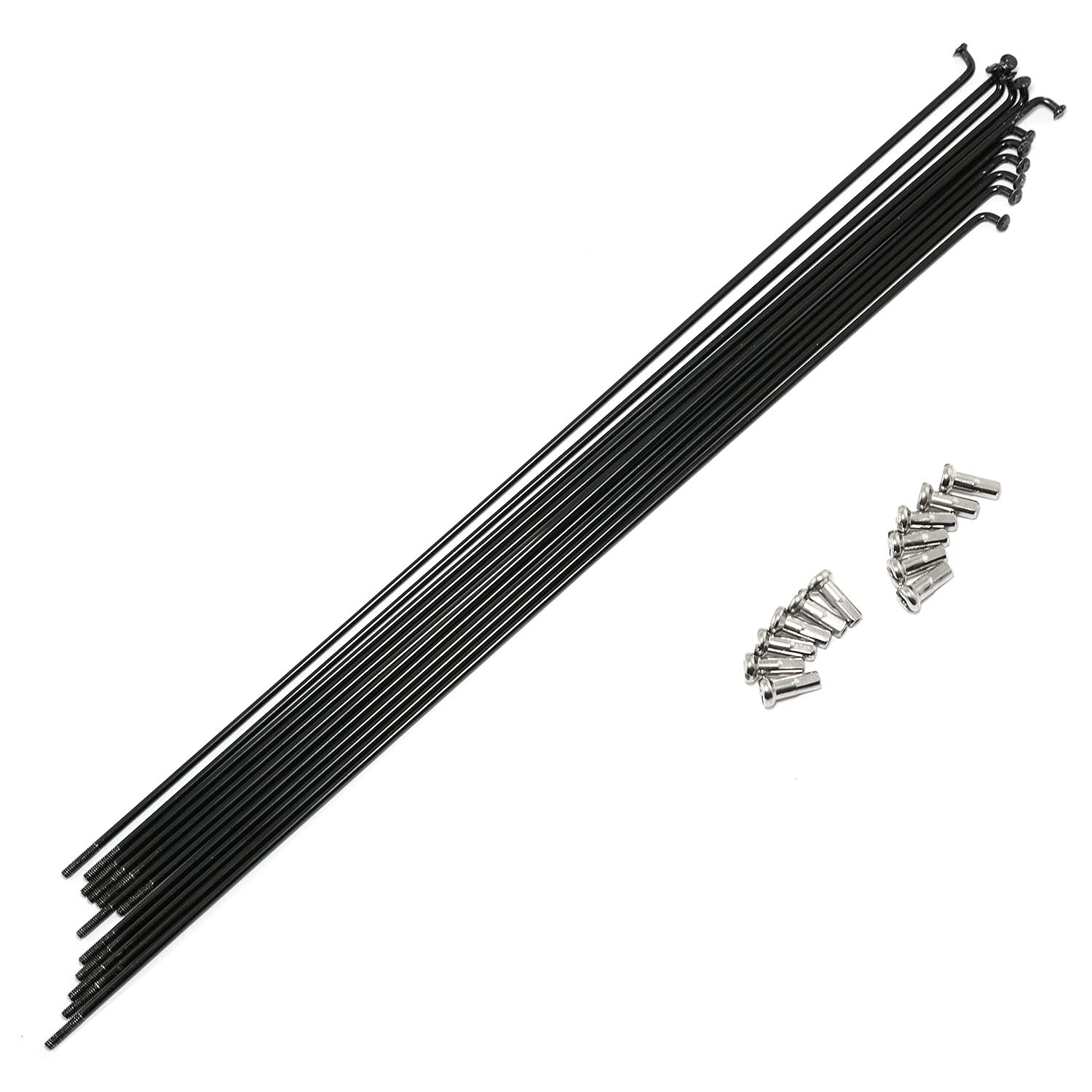 Pro Bamboo Kitchen 12pcs Black 304 Stainless Steel Spokes and Nipples 260mm Mountain Bike/Road Bike 14G Spokes with 12mm Copper Cap