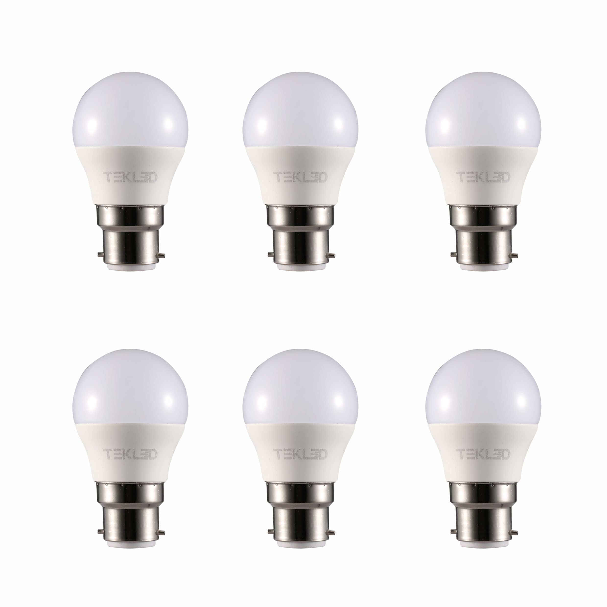 TEKLED G45 Golf Ball LED Bulbs | B22 Bayonet Cap | Energy Saving 5W Light Bulb 40W Incandescent Bulb Equivalent | 6500K 400LM NONDIMMABLE | 6-Pack | Daylight