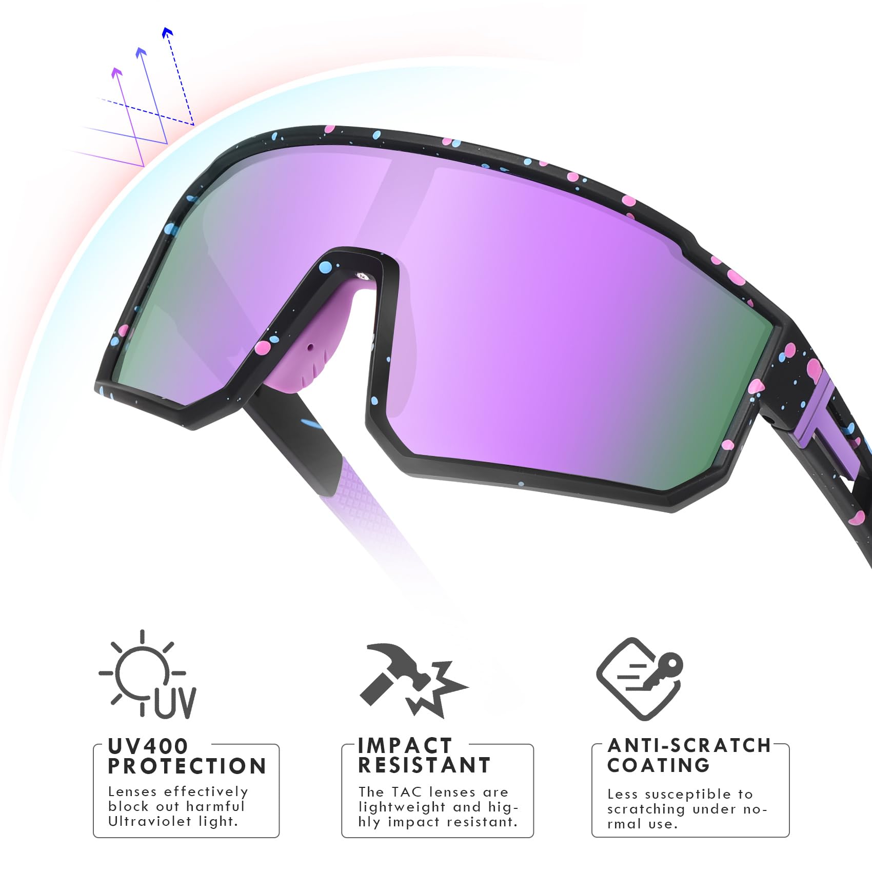 Derowern Boys Baseball Sunglasses, Polarized Sports Sunglasses, UV400 Protection, for Boys and Girls Softball Cycling - Image 3