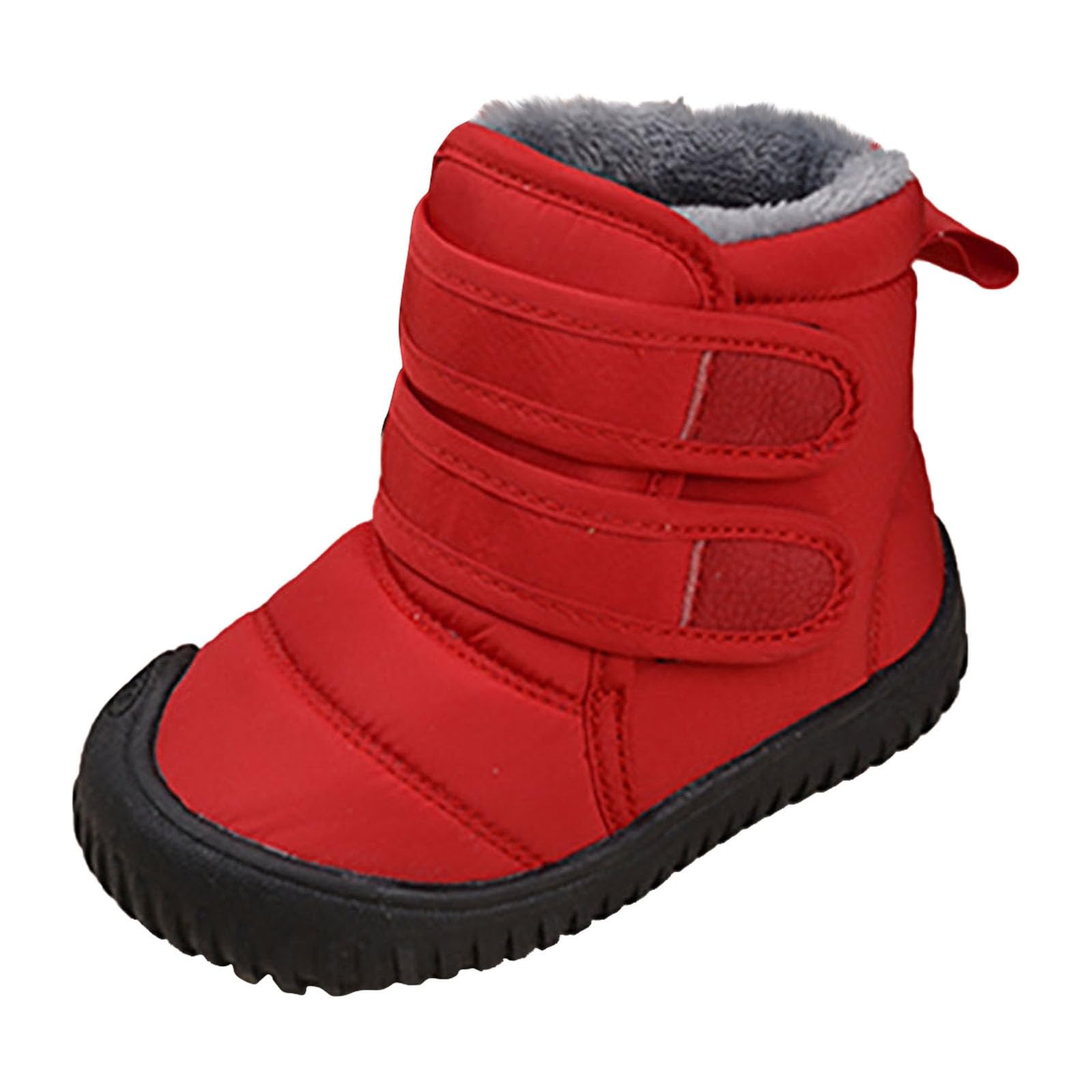 Toddler Baby Snow Boots Warm Winter Boots Infant Anti-Slip Cold Weather Shoes Girls Boys Furry Lined Short Boots (Red, 6 Infant)