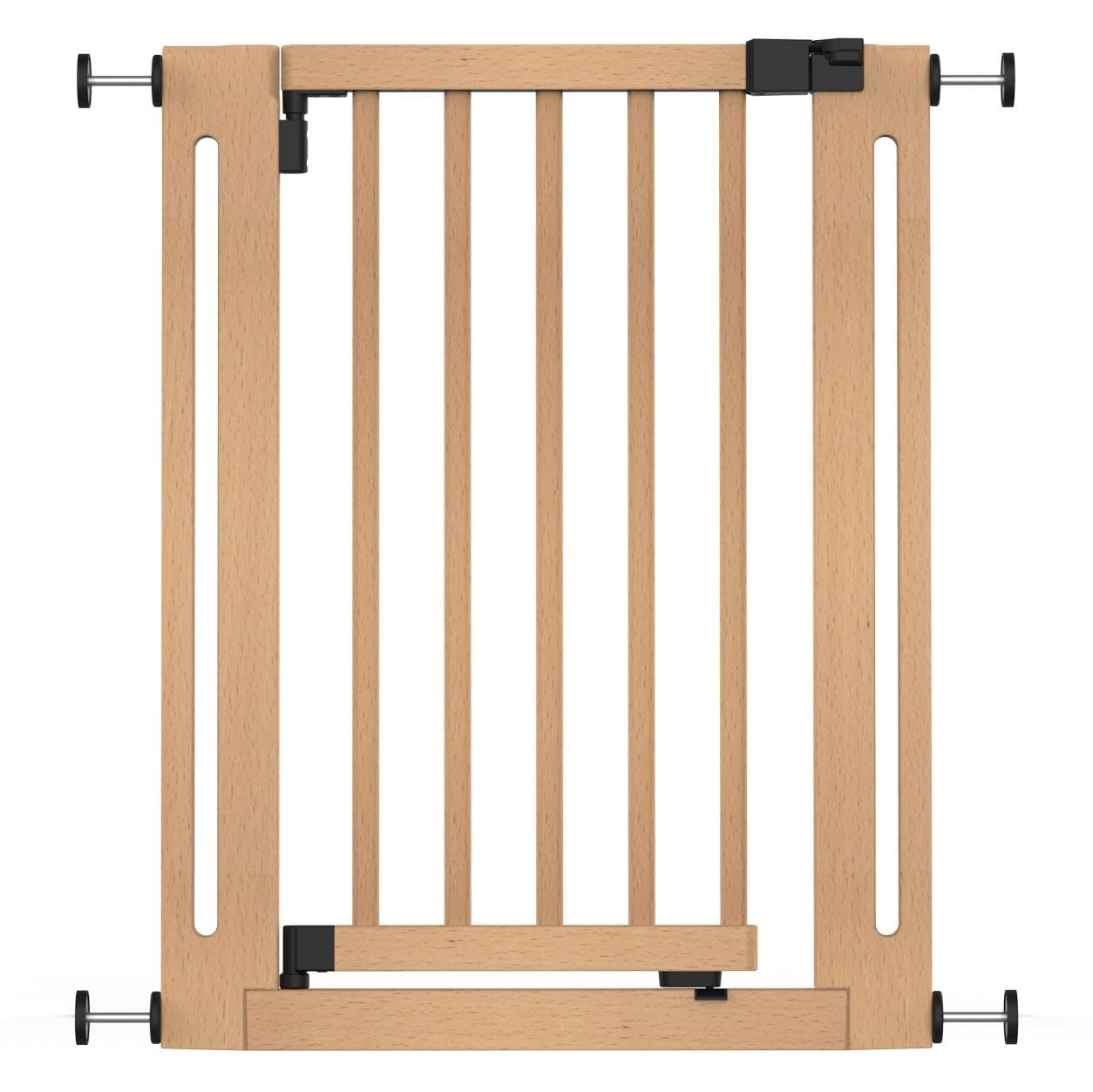 Safetots Wooden Elegance Safety Gate, Natural, 63cm - 71cm, Pressure Fit, Baby Gate for Stairs, Hallways and Doors, Stylish Design and Easy Installation