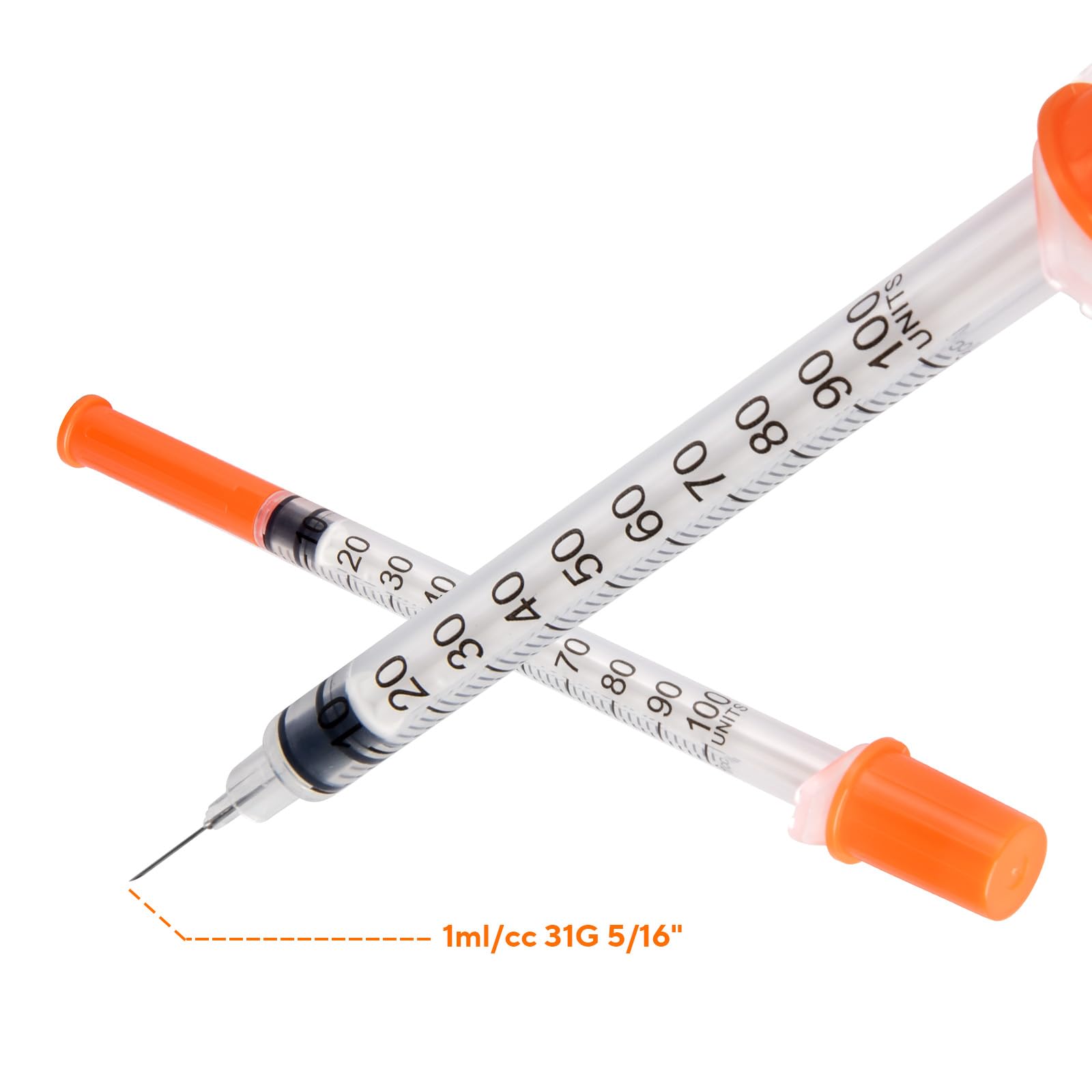 U-100 Syringes, 31G 5/16" (8mm) 1ml/cc Disposable Syringe, 100PACK — Amazon image 4