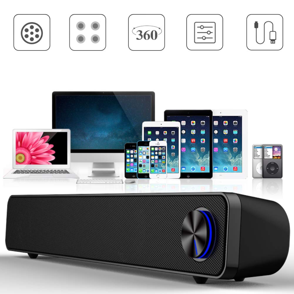 Soundbar per TV Mini Altoparlante Bluetooth Senza Fili Suono 12w Alimentato Tramite USB Design Robusto Potente Suono Cristallino Leggero e Robusto,Bianca The New