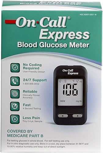 Miniatura 9 de On Call Kit de prueba de diabetes Express - Medidor de glucosa en sangre, 10 tiras de análisis de sangre, 1 dispositivo de punción, lancetas de 1.06