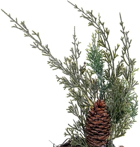 Miniatura 3 de Vickerman Corona colgante de cedro de nieve artificial de 18 pulgadas con piñas, follaje de cedro con piñas, corona de aspecto rústico, corona para