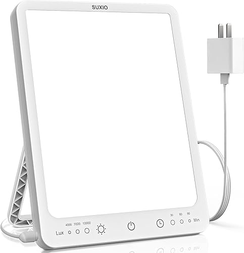 Lámpara de Terapia de Luz SUXIO - Lámpara de Luces de Terapia de 10000 Lux, Lámpara de Luz Solar con 3 Temporizadores y Modos, Lámpara de Luz Diurna