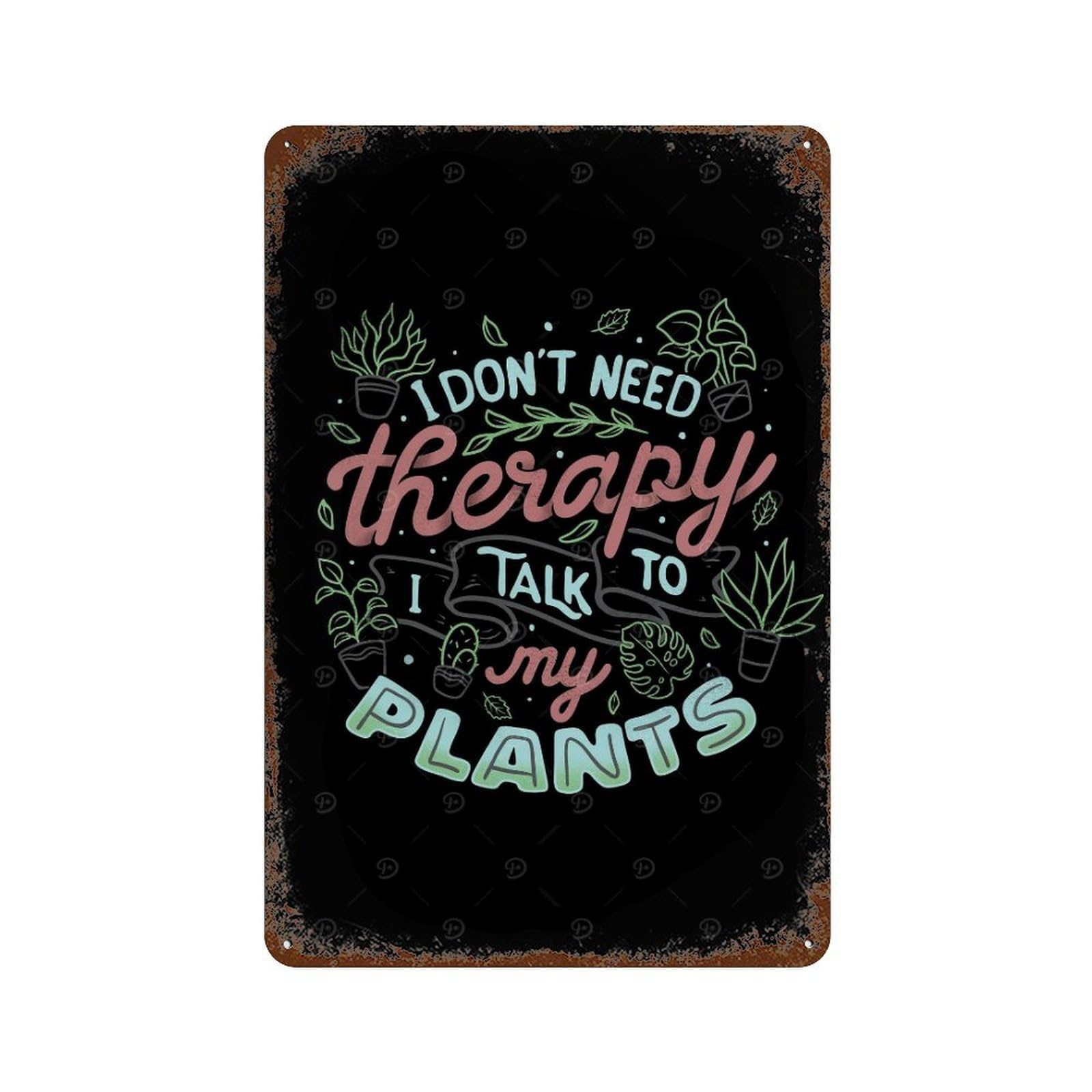 Talk To My Plants Distressed Metal Wall Sign 11.8"x7.9", Industrial Home Decor for Garage, Pub Or Kitchen