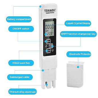 pH Meter and TDS Tester Set, 0.01ph High Accuracy Pen Type pH Meter and ± 2% Readout Accuracy 3-in-1 TDS EC Temperature Meter forHydroponics, Household Drinking, and Aquarium, etc