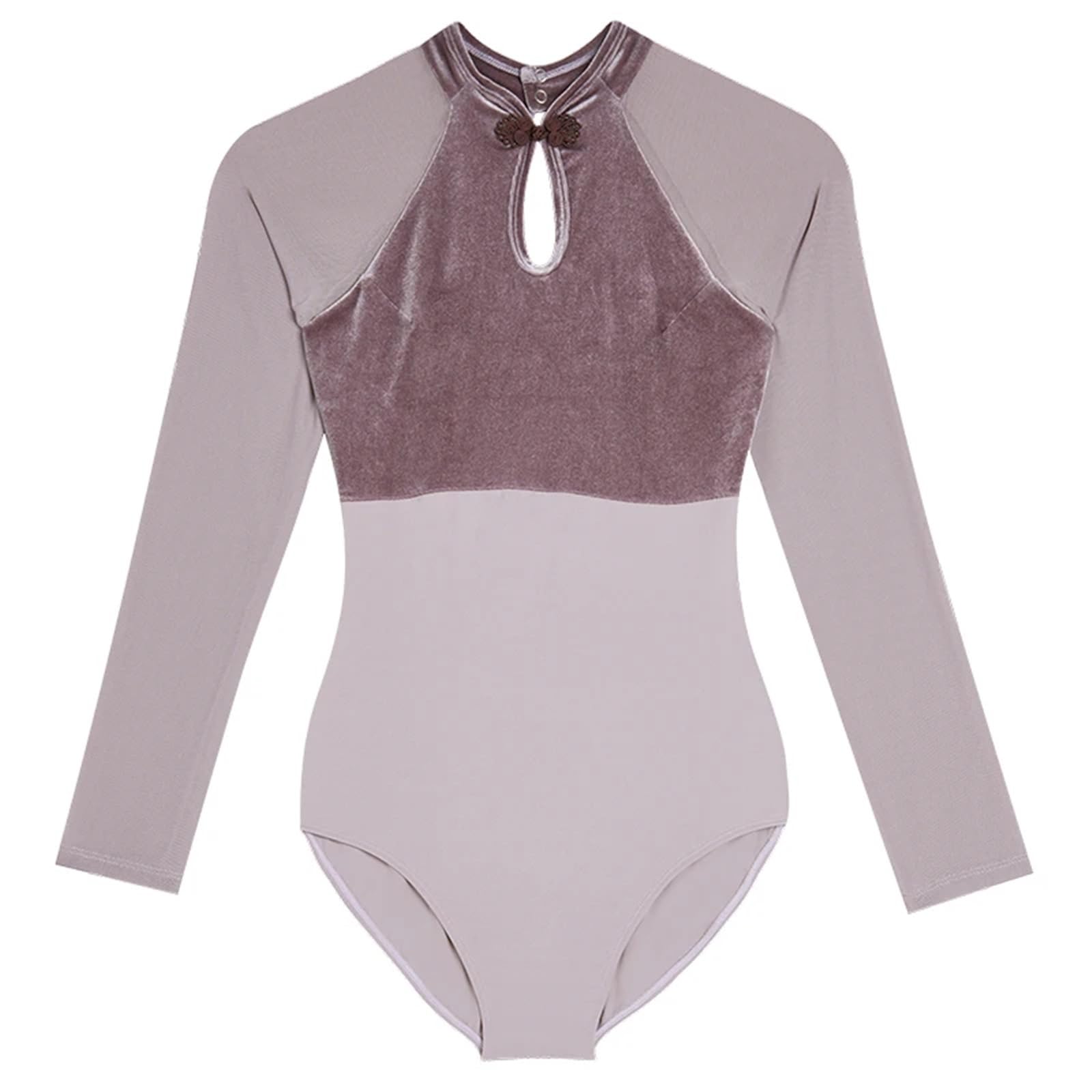 Justaucorps de Ballet Justaucorps de Ballet Femme épissure à Manches Longues Justaucorps de Danse Gymnastique Ballet Body Nylon Danse vêtements de Sport(Grey Purple,XL Height 170-175cm)