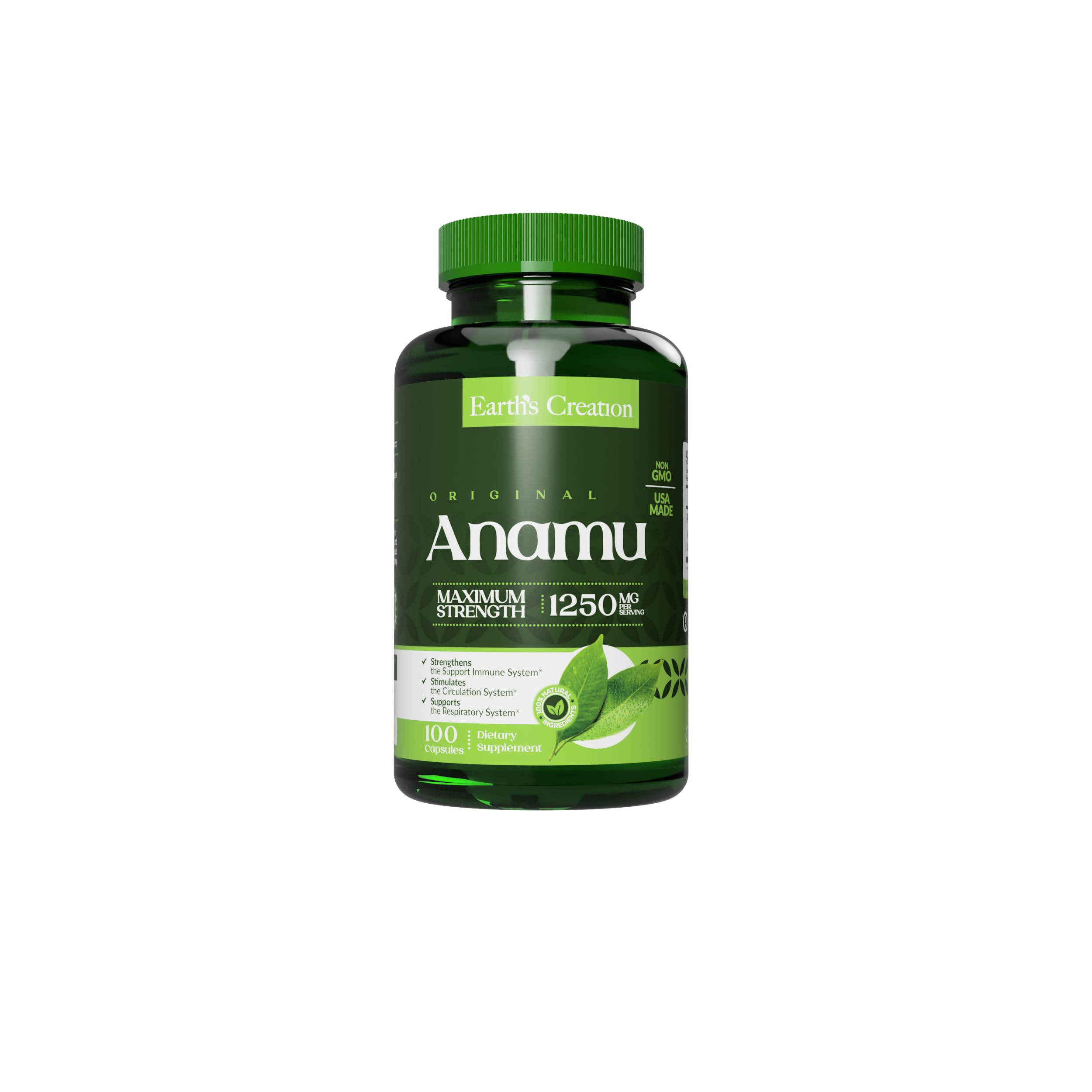 Earth's Creation Anamu 1250mg 100% Organically Grown - 100 Capsules