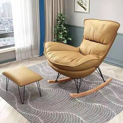 Craftthink Rocking Chair, Upholstered Glider Chair Nursery Accent Chairs Fabric Armless Chair With High Back Design For Living Room Bedroom Offices, Glider Chair & Ottomans Yellow #TOP13
