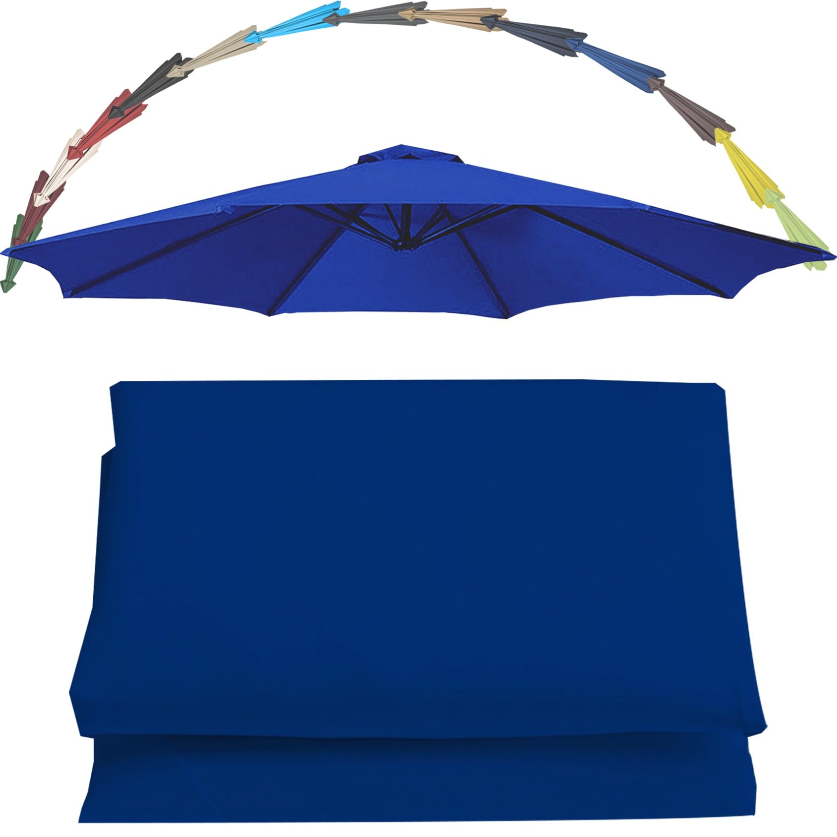 Replacement Parasol Canopy UV 30+ Protection For Garden Umbrella Umbrella Replacement Cloth Cantilever Parasol Replacement Top Fabric Cover 6/8 Ribs Patio Replacement Parasol Cover(Color:Blue,Size:9.8