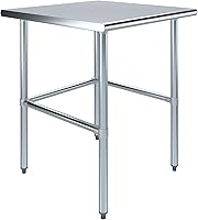 Vista 36 de AmGood Mesa de trabajo de acero inoxidable con base abierta, banco de trabajo de metal
