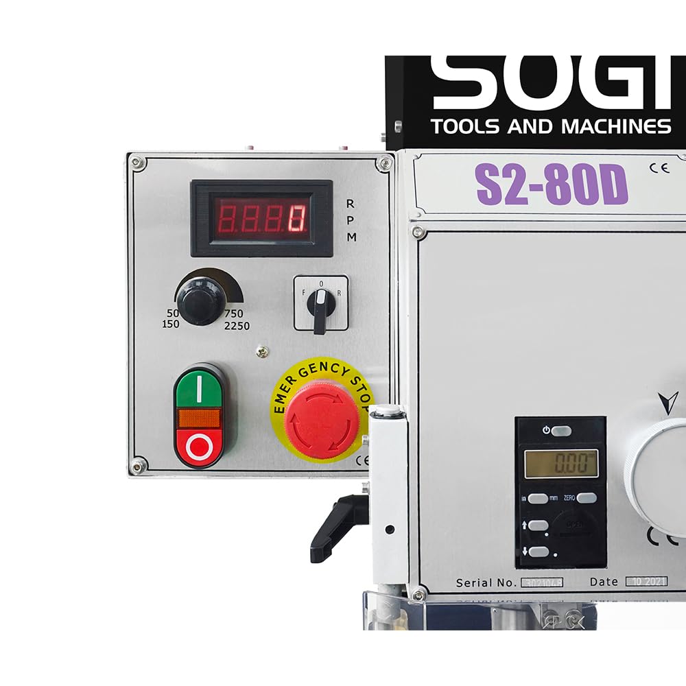 SOGI S2-80D Fresatrice verticale da banco per metalli - motore monofase 1.1 kW - testa inclinabile