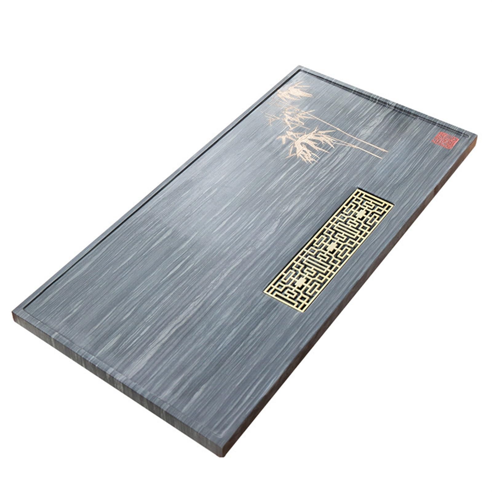 Bandeja de té Simple, Juego de té, Bandeja para el hogar, Oficina, té con Burbujas, Drenaje, Juego de té Chino, Bandeja de Mesa de té de Piedra Verde Entera (un Color, 60 x 30 x 3 cm)