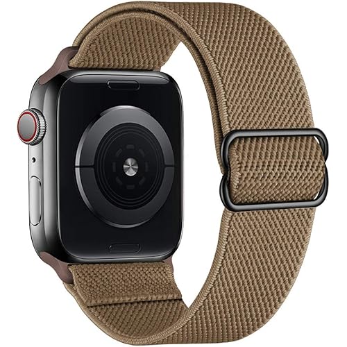 SIRUIBO Stretchy Nylon Solo Loop Bands Compatible with Apple Watch 38mm 40mm, Adjustable Stretch Braided Sport Elastics Women Men Strap Compatible with iWatch Series 6/5/4/3/2/1 SE, Cream Brown