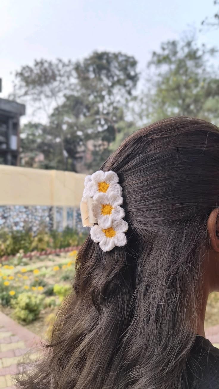 Crochet Flower Claw Clip | Floral Design, Hair Accessory-image-48