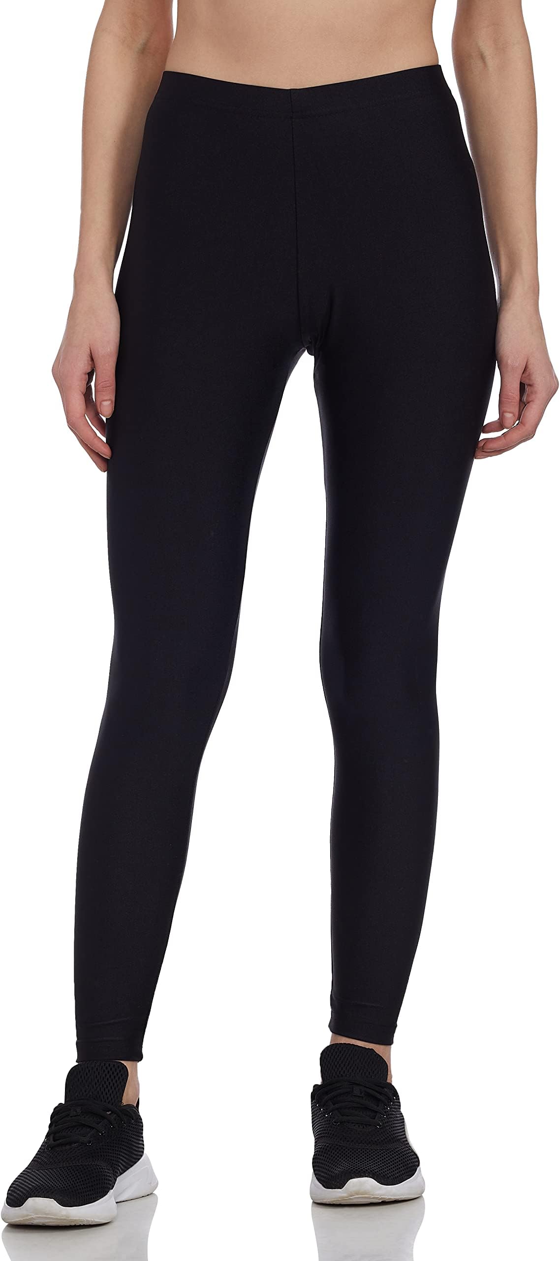 GO COLORSShimmer Ankle Length Leggings for Women | Smooth Nylon Finish, Mid Rise, Black