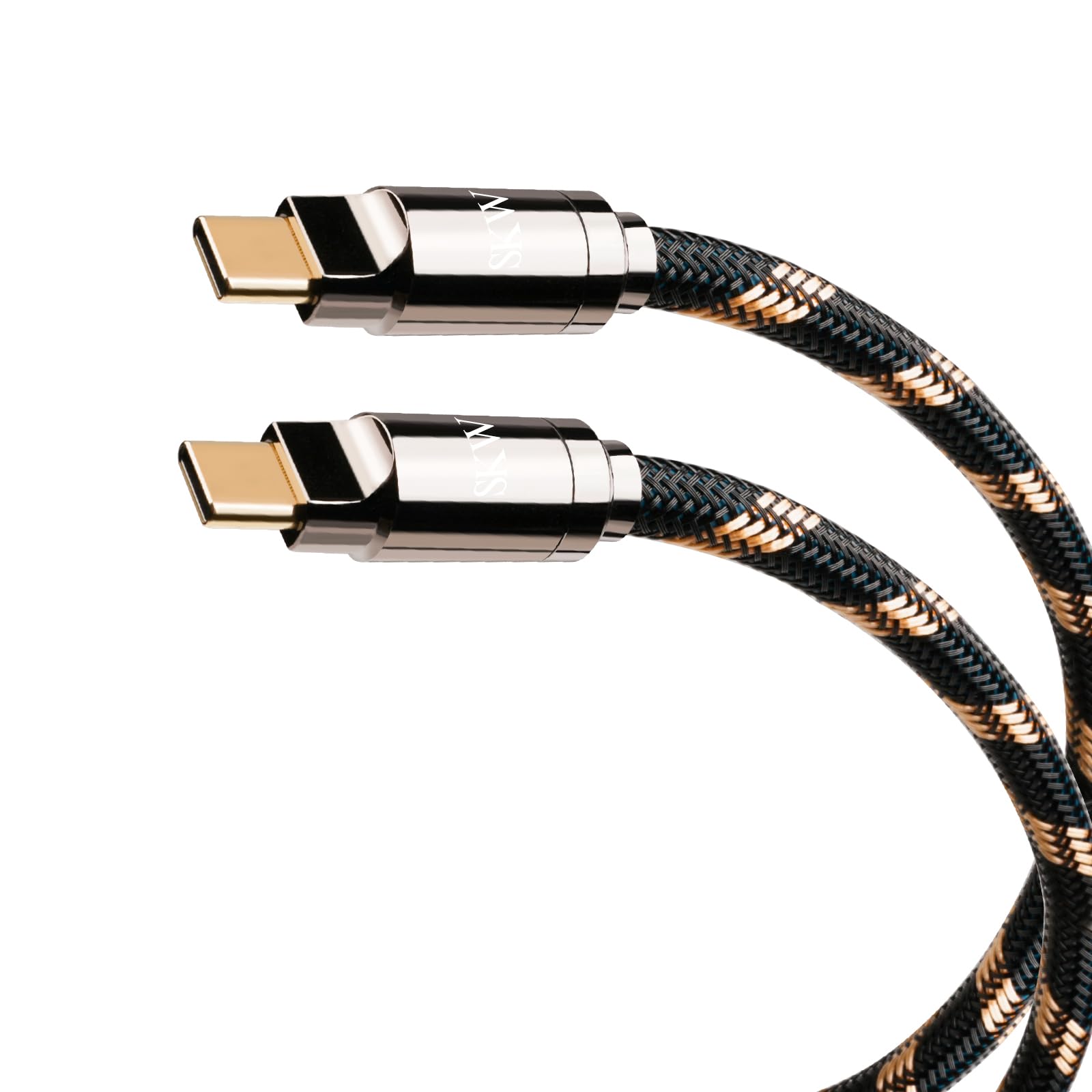 SKW Audiophiles USB C to USB C Digital Audio Cable Compatible with Apple, MacBook, DAC, Power Amplifier 3.2ft(1 m)