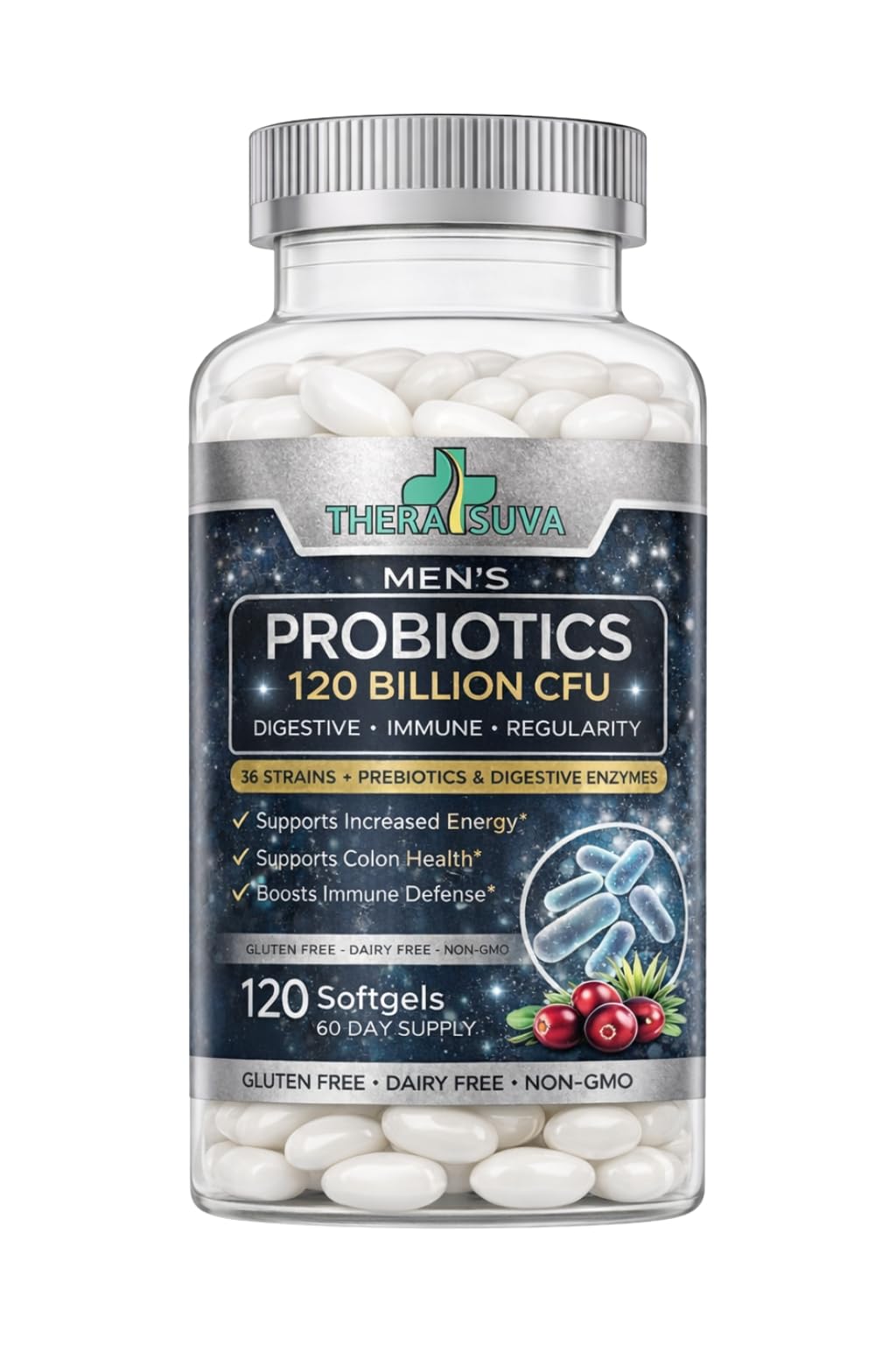 Men's Advanced Probiotics 120 Billion CFU, 36 Strans, 120 Veggie Softgels