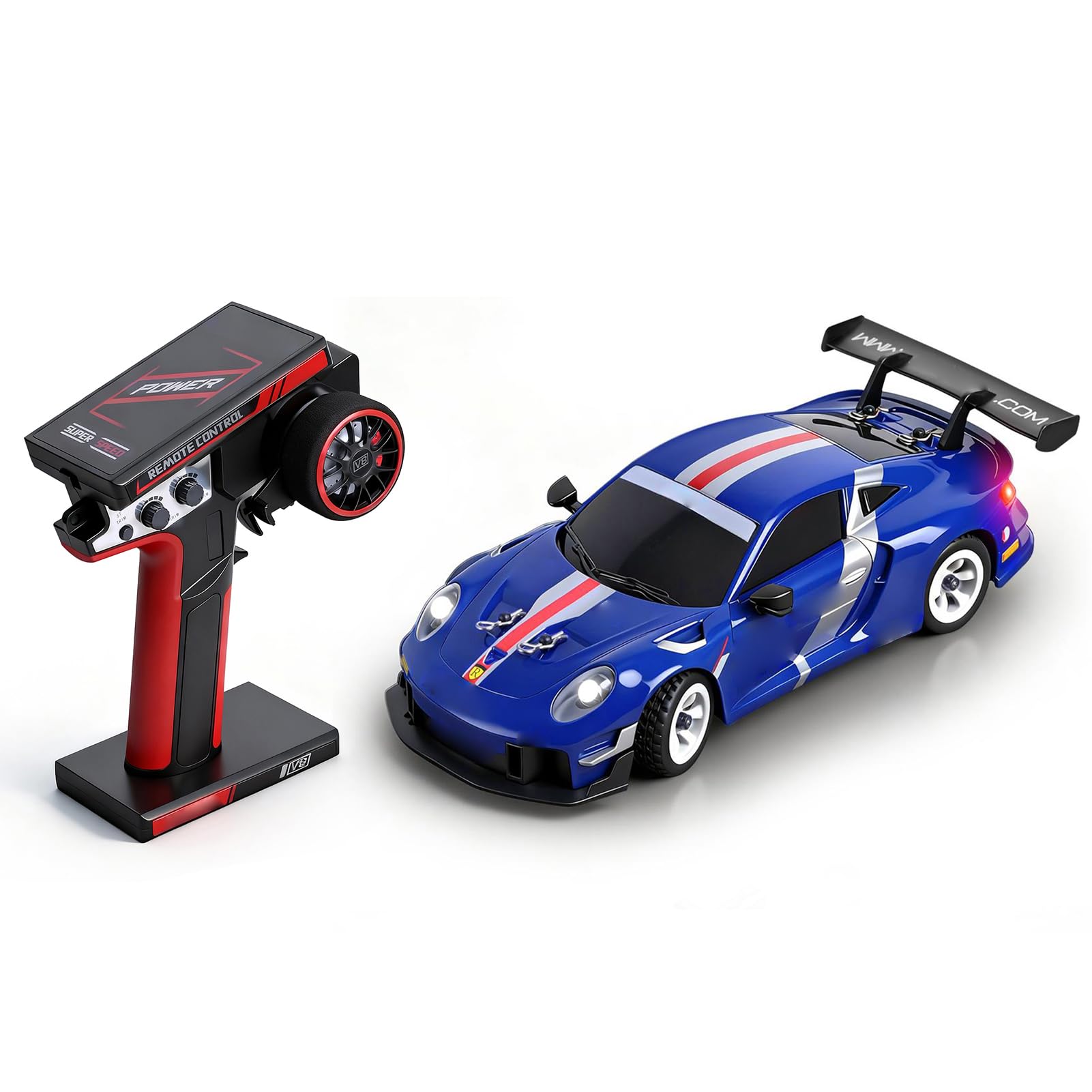 Zdalnie sterowany samochód, 1:28, 30 km/h, napęd na wszystkie koła, z oświetleniem LED i żyroskopem, RC Drift Car